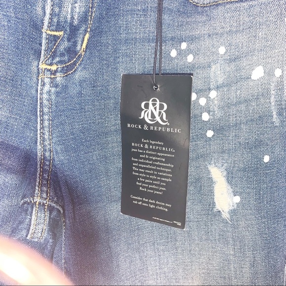 ROCK & REPUBLIC Distressed Indee Crop Jeans 6 NWT - Picture 6 of 9